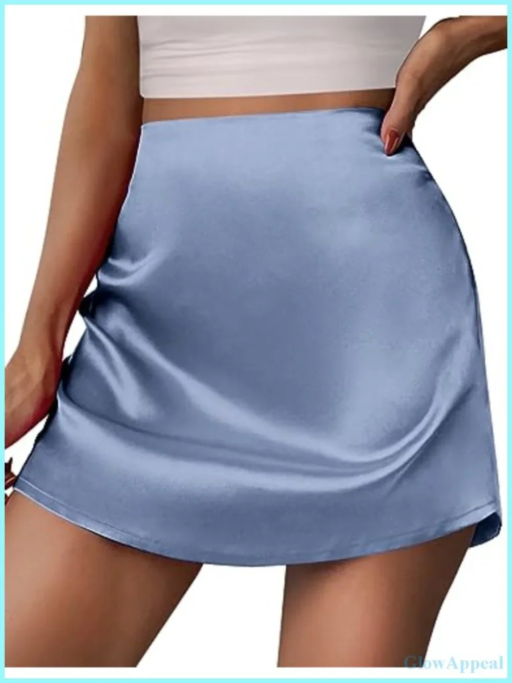 Satin A-Line Mini Skirt High Waist Zip Party Club Elastic Skirts